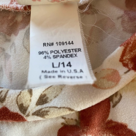 Lily Bleu Girls Cold Shoulder 3/4 Sleeve Floral Top Sz L(12-14),White Dusty Rose - Picture 3 of 5